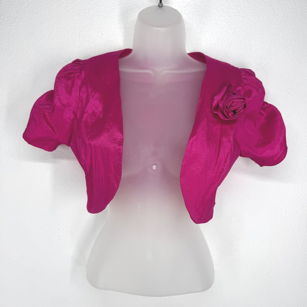 Vintage Satin Cropped Bolero Shrug Jacket Size S Pink 90s Y2K Coquette HOCO